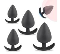 Qcpuuu Plug anale per donne e uomini, 4 dildo anali per uomini con ventosa, perline anali per plug anale, perline anali, stimolazione della prostata per uomini, nero