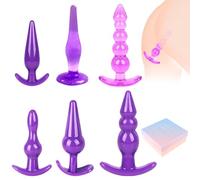 Qcpuuu Set di 6 plug anali, plug anale in silicone con scatola regalo, kit di giocattoli sessuali fetish SM bondage anale per donne, coppie, uomini