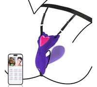 Qcpuuu Vibratore a forma di farfalla con APP, vibrazione per clitoride femminile, con 9 modalità di vibrazione, vibratore indossabile per mutandine, doppio clitoride