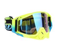 QCSTORE Occhiali da moto con protezione dagli impatti in TPU, per uomo e donna, visione chiara, leggeri, montatura nera e gialla, adatti per equitazione e sport