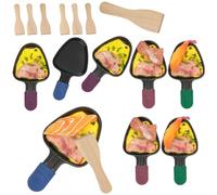 QcuGvy Raclette - Padelle di ricambio per raclette, 4 pezzi, con rivestimento antiaderente, per raclette, in ghisa, con 4 palette in legno per accessori per griglia raclette (triangolo)
