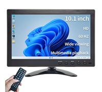 Qcvoruno Monitor di sicurezza e display da 10,1", risoluzione 1024 x 600, supporto ingresso HD/BNC/AV/VGA/USB, doppi altoparlanti integrati, monitor LCD portatile, adatto per videogiochi