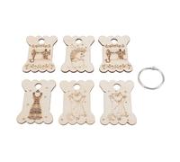 Qcwwy 6 PC RACIAMENTO POBBINS FLOSS, Organizzatore di Fili in Legno con Anelli Metallici Squisiti Motivi di Filo da Cucire Multifunzione di Bobina Winder per la Corda di Stoccaggio