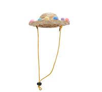 Qcwwy Cappello Sombrero per Cani e Gatti, Copricapo di Paglia per Animali Domestici, Cappello Regolabile per Piccoli Animali, per Feste Estive, Spiaggia e Servizi Fotografici (M)