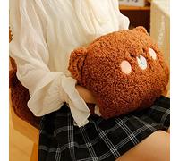 Qcwwy Cuscino Scaldamani in Peluche Cuscino Imbottito con Animali Carini con Espressione Vivida per la Camera da Letto dell'ufficio Domestico, Comfort Invernale Freddo (BROWN 28CM)
