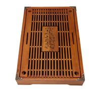 Qcwwy Drenaggio in Legno Teechale Gongfu -tee -te Impostato per a Casa, Materiale di Rovere Cinese Realistico Facile Scarica Grande capacità, 16.9x11.0x2.2in (Arancione e giallo)