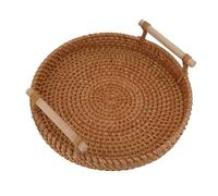 Qcwwy Elegante Main-main -in-Mano Nell'altopiano del Tessuto a Mano con Manici di Pane Alla Frutta, Decorazione Tradizionale della Sala da tè, Griglia e Legno Massiccio (L)