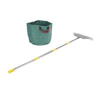 Qcwwy Foglie da Giardino Rastrellatura, Foglie Estensibili Regolabili Staccabili Metalliche Rastrellati con Alghe di Sacchetti di Foglie Riutilizzabili Detriti Rastrellano Foglia di