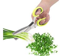 Qcwwy Forbici da in Acciaio Inossidabile 5 Lame Affilate per Tagliare il Peperone Scalogno Nori con Manico Antiscivolo per un'efficiente Preparazione degli Alimenti Utensili da (YELLOW)