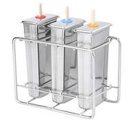 Qcwwy Gelatiera per la Casa, Utensile da in Acciaio Inossidabile 304 con Stampi per Ghiaccioli e Spazio per Bambini e Famiglia (Pannello piatto a testa piatta in 3 pezzi)