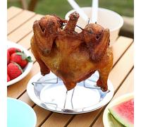 Qcwwy Griglia per Arrostire Pollo, Pentole, Griglia, Supporto per Spiedini di Pollo Interi, Verdure, con Vaschetta Raccogligocce Rimovibile, Design Pieghevole, per Barbecue da Campeggio, per