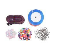 Qcwwy Kit Portachiavi Fai -da -te Keychain Kit Artigianato Colorati Perle a Fiocco Perline per Perle di Ribbons Gioielli Anello di Gioiello Accessori per Fascino Accessori per le Forniture per