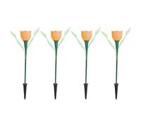 Qcwwy Lampada da Giardino da 4 Pezzi, Lampada da Giardino a LED a Tulipano a Energia Solare per Esterni Luci da Giardino Solari da Esterno Decorazione da Giardino Impermeabile(Arancia)