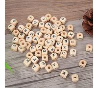 Qcwwy Le Lettere in Legno degli Alfabeti per Le Perle di Perle Prodotti Producono Scorte per il Commercio Fai -da -te, 100 Pezzi Quadrati