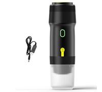 Qcwwy Macchina da caffè Portatile, Macchina da caffè Elettrica Senza Fili Ricaricabile Tramite USB con Funzionamento Touch Programmabile per Capsule e Macinato, Tazza da 120 Ml (BLACK)