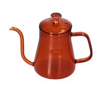 Qcwwy Macchina per il caffè Tazze da caffè Caffettiera 350ml Vetro Borosilicato Alto Resistente Al Calore Trasparente Lucido con Manico in Legno per Versare Acqua Bollitore a Collo di Cigno per