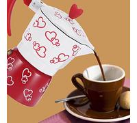 Qcwwy Macinacaffè Manuale Portatile Caffettiera in Alluminio per caffè Italiani e Cubani Design Intuitivo per la Produzione di Birra in Casa e in Ufficio (Cuori rossi, fai attenzione)