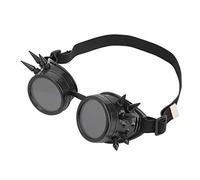 Qcwwy Occhiali Steampunk Stile Vintage, Nasello Regolabile, Design Unico a Spillo per Eventi Ciclistici Ed a Tema (BLACK)