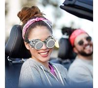 Qcwwy Occhiali Steampunk Stile Vintage, Nasello Regolabile, Design Unico a Spillo per Eventi Ciclistici Ed a Tema (Argento brillante)