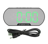 Qcwwy Orologio Digitale a LED, Batteria USB 12/24H Time Memory 2 Livelli di luminosità Data TEMPERATURA DELLA TEMPERATURA Minimalista Orologio Elettronico Specchio di Sveglia per la (GREEN)