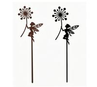 Qcwwy Pali da Giardino Luce Lineare Ombra (2-Piece Flower Fairy Set) | Pali da giardino cavi per l\'abbellimento di percorsi e giardini rocciosi Atmosfera vintage cava luce ombra Ferro