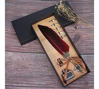 Qcwwy Penna per Penna Vintage -Caligrafia del Dipartimento Quill Elegante Farpuzzino in Acciaio Inossidabile per il Disegno e la Scrittura, le Forniture per Uffici Natalizie (rosso)