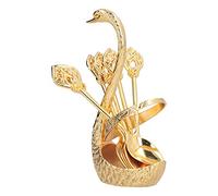 Qcwwy Porta del Cucchiaio da Dessert caffè, Set di Cigno in Lega di Zinco Dorato Scolo Ovaio per Cucchiaio Organizzatore Tavolo Decorazione Sterco di Deposito Cucchiaio per Bar Shop