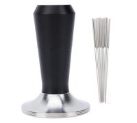 Qcwwy Pressino per caffè, 2 in 1 Distributore di caffè Agitatore con Impugnatura Ergonomica Base Piatta Pressino Manuale Strumento per Aghi di Precisione per Macchina Portafiltro (53MM)