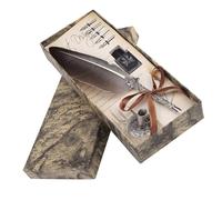 Qcwwy Sente di di con 5 Piume - Antica Calligrafia Inchiostro Inglese per la Papineria - Penna Naturale Fatta a Mano per la Scrittura Elegante per gli Amanti della Calligrafia (BLACK)