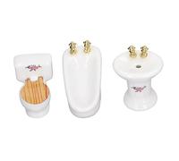 Qcwwy Set da Bagno per Casa delle Bambole Mobili in Miniatura in Ceramica Mini Accessori da Bagno per Casa delle Bambole in Scala 1/24 Squisita Vasca da, Lavandino, WC, per gli Amanti (#13)