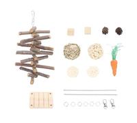 Qcwwy Set di Giocattoli da Masticare per Criceti, Giocattoli da Masticare per Porcellini D'India Giocattoli per Criceti in Legno Palline di Foglie di Mais Ramo Cubi di Pino Carote