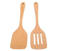 Qcwwy Set di Utensili in Legno Spatola in Legno 2 Pezzi Utensili in per Cucinare Pentole Antiaderenti Set di Sicuri con Paletta e Paletta Scanalata di da per la Casa