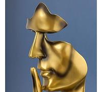 Qcwwy Statua del Pensatore, Statuetta Il Silenzio è Dorato per la (Oro | Resina Sintetica, Dimensioni Compatte, Ornamento per Scrivania da Studio del Soggiorno, Decorazione per Interni