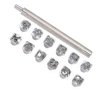 Qcwwy Strumento di Punzonatura in Pelle per Punzonatura Francobolli Artigianali in Pelle 12pcs Forte Impatto Dodici Motivi per Strumento per la Stampa Artigianale Stamper per Amanti