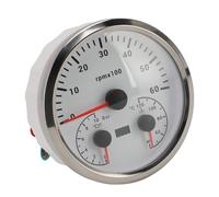 Qcwwy Tachometro Altamente Accurato 3 in 1 Templo di Temperatura Dell'acqua della Pressione Dell'olio di Tachimetro per Rimorchi - Cruscotto Retroilluminato (Quadrante Bianco Lunetta Argento)