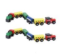 Qcwwy Treno Giocattolo in Legno Set di Blocchi Creativi per Bambini per Bambini per L'istruzione Kindergarten Office Office Hotel Decor 2Set Wooden Auto per L'incontro