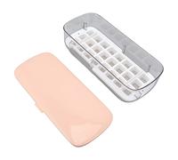 Qcwwy Vaschetta per Cubetti di Ghiaccio in Silicone, Stampo per Ghiaccio con Coperchio e Scatola di Conservazione 24 Griglie for Whisky Caffè Pappa per Bambini (PINK)