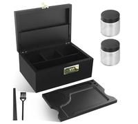 QCXWCJWD Grande scatola in bambù con serratura a combinazione, set di 2 barattoli e vassoio per rollare spazzole, in legno con serratura, per riporre oggetti, scatola decorativa per la casa, ottimo