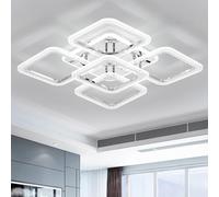 Qcyuui Plafoniera LED Quadrata 100W Dimmerabile con Telecomando in Cromo | Lampada da soffitto a incasso con design nordico moderno, per arredare camera da letto, soggiorno e cucina contemporanea