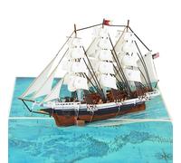 QD - Biglietto di auguri pop-up con barca a vela da uomo, biglietto di auguri 3D con nave oceano, biglietto di auguri per papà, marito, nonno, pensionamento, festa del papà, regalo nautico per lui