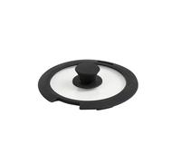 QDESIGN 16 cm Coperchio in vetro temperato per pentole e padelle, bordo e pomello in silicone resistente al calore, frigorifero e lavabile in lavastoviglie, Ø 16 cm, nero