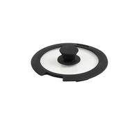 QDESIGN 18 cm Coperchio in vetro temperato per pentole e padelle, bordo e pomello in silicone resistente al calore, frigorifero e lavabile in lavastoviglie, Ø 18 cm, nero