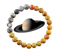 QDLTGBD Bracciale Feng Shui Bracciale Planetario in Pietra Naturale per Uomo E Donna-Universo Sistema Solare Bracciale in Perline con Otto Pianeti Fatti A Mano-Saturno
