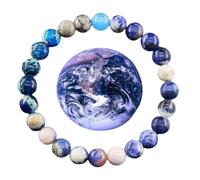 QDLTGBD Bracciale Feng Shui Bracciale Planetario in Pietra Naturale per Uomo E Donna-Universo Sistema Solare Bracciale in Perline con Otto Pianeti Fatti A Mano-Terra