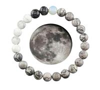 QDLTGBD Bracciale Feng Shui Planetario in Pietra Naturale per Uomo E Donna - Universo Sistema Solare in Perline Con Otto Pianeti Fatti A Mano - Luna