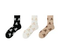 QDLTGBD Calzini di Invernali 3 Paia in Pile Corallo, Calze Riscaldanti per Il Pavimento Autunno E Inverno, Peluche da Donna A Tubo Medio-Pacchetto Misto Triplo Doppio