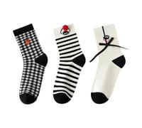QDLTGBD Calzini di Invernali da 3 Pacchetti per Donne - Sock Cotone Disossati Divertimento Autunno Inverno E Versatili A Tubo Medio-Miscelato Doppio Pacchetto