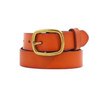 QDLTGBD Cintura da Donna Versatile Stile Coreano Nera Genuina in Pelle Vera Studente Decorativo Jeans Femmina-Colore arancione-100 cm-120 cm