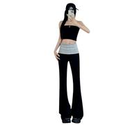 QDLTGBD Jeans da Donna Pantaloni della Tuta Svasati Neri per Donne Primaverili E Autunno Slim Fit Yoga Pantaloni-Nero A-l