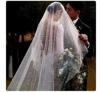 QDMHA Velo da Sposa con Perline da 75-500 cm, Velo da Sposa a Strato Singolo, Abbinamento Velo Fai-da-Te, Ideale per Cerimonie ed Eventi Nuziali